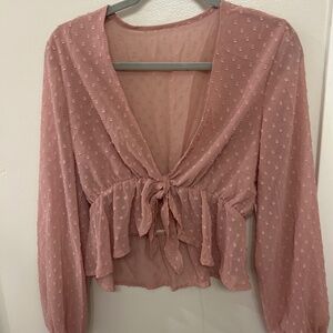 Pink tie front top